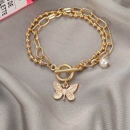 Jewels Galaxy Women Set Of 2 Gold-Plated Charm Bracelet image 2