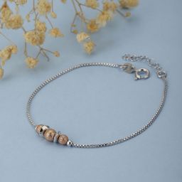 VANBELLE Women Silver-Toned & Gold-Toned Rhodium-Plated Link Bracelet-image-45