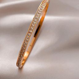 MYKI Rose Gold-Plated Cubic Zirconia-Studded Kada Bracelet image 2