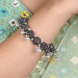 Fida Women Oxidised Silver-Plated Kada Bracelet-53