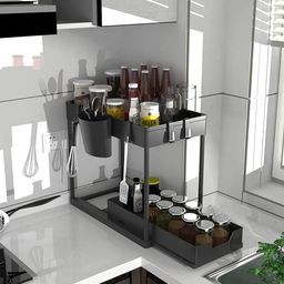 Sasimo Black Plastic Sink organiser-12