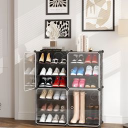 Sasimo Black & Transparent Water Resistant 12 Tier Shoe Organizer-12
