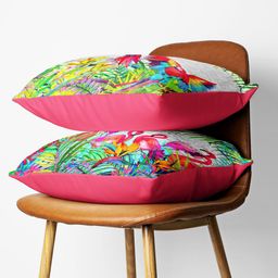 BIANCA Red & Green Set of 2 Floral Square Cushion Covers image 2