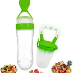Baby safe Silicone squeeze Fresh Food Feeder Bottle with Food Dispensing Spoon- Silicone-11