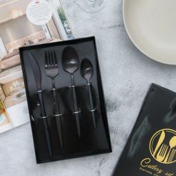 High Quality Cutlery Set,Black Disposable Stainless Steel Cutlery Set-image-10