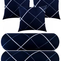 3 Cushion 2 bolster Microfibre Geometric Bolster Pack of 5-image-57