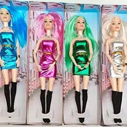 4 pcs Doll Set for Girl Fashion Doll - ( Foldable ) Movable Joints Movable Joints Knee, Legs, Arms, Hands, Elbow for Kids, Girls (Pack Off 4)-14