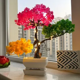 Colourful Artificial Tree With Led Light Home Décor ,Living Room & Indoor Décor Bonsai Wild Artificial Plant with Pot-7