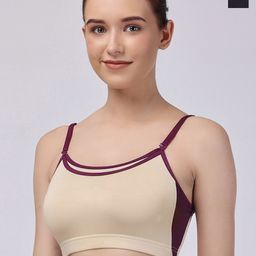 Floret Pack of 2 Colourblocked Full Coverage Removable Padding Training Sports Bra-18
