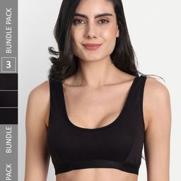 Aimly Pack Of 3 Non-Padded Non-Wired Seamless Cotton Workout Bra With All Day Comfort-25