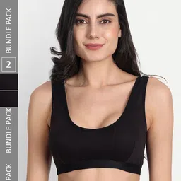 Aimly Pack Of 2 Non-Padded Non-Wired Seamless Cotton Workout Bra With All Day Comfort-picture-54