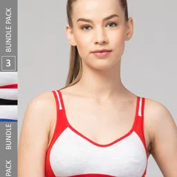 Apraa & Parma Pack Of 3 Colourblocked Full Coverage Non Padded Organic Sports Bra-21