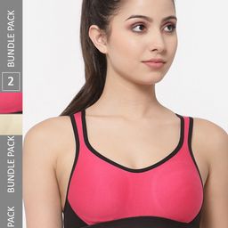 College Girl Pack Of 2 Full Coverage Lycra Sports Bra with Side Shaper-13