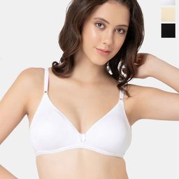 Lady Lyka Pack Of 3 Cotton Full Coverage Non Padded T-shirt Bra-image-23