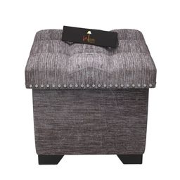 Wooden Twist Grey Puffy Eccentric Ottoman Stool with Storage-25