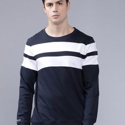 The Indian Garage Co Men Navy Blue & White Striped Sweatshirt-image-33