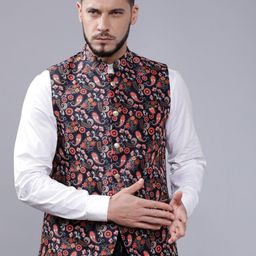 The Indian Garage Co Men Multicoloured Printed Nehru Jacket-15