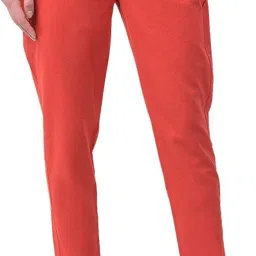 Women Regular Fit Red Cotton Blend Trousers-image-41