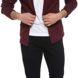 Men Jacket Style Full Sleeve Maroon Shrug-image-26