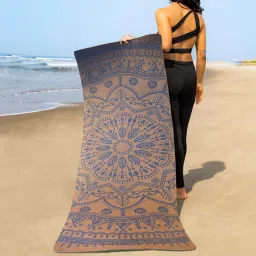 Perfumed TPE Yoga Mat with Mandala Print and Carry Bag for Men and Women Brown 6 mm Yoga Mat-image-39