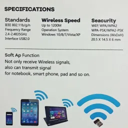 PK Electronics 1200M High Speed Ranged Wifi Dongle Connector / Receiver USB Adapter image 2