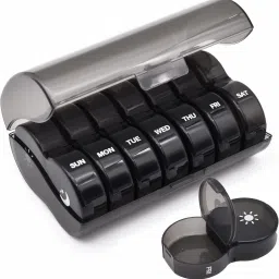 7 Days Pill Organizer 2 Times a Day, One-Side Open Pill Box for Easy Filling|1 Pcs Pill Box-1