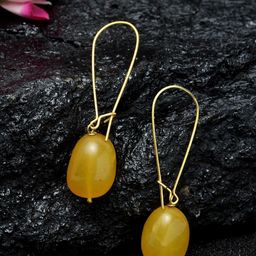 DUGRISTYLE Yellow Gold-Plated Contemporary Drop Earrings-image-56