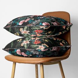 BIANCA Black & Multi Color Set Of 2 Floral Square Cushion Covers-image-50