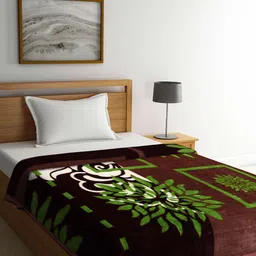Arrabi Brown & Green Floral Mild Winter Single Bed Blanket-image-15