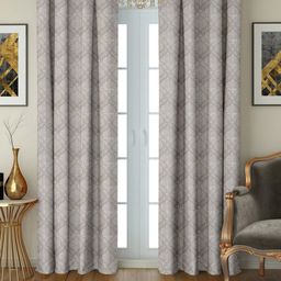 Cortina Grey Set of 2 Embossed Damask Printed Long Door Curtain-14