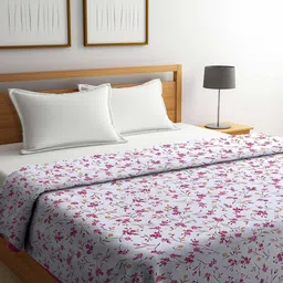 Arrabi Pink & White Floral Mild Winter 300 GSM Double Bed Dohar-image-45