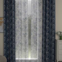 ROSARA HOME Navy Blue & Lavender Set of 4 Floral Printed Long Door Curtain-20