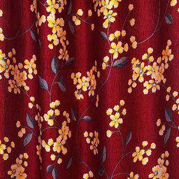 Cortina Brown & Grey Set Of 2 Floral Printed Regular Window Curtains image 5