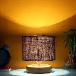Devansh Grey Jute Table lamp with Wood Natural Base-4