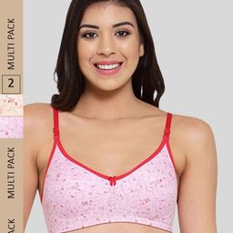 Fasense Pack of 2 Non-Padded Floral Cotton Bra-picture-25