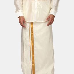 Sethukrishna Men Zari Border Art Silk Dhoti with Angavastram-picture-2
