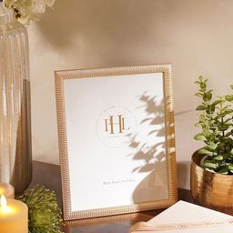 Pure Home and Living Gold Toned Ribbed Metal Photo Frame-image-41