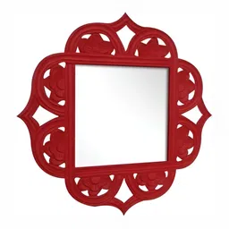 VAS collection home Red Wall Textured Wooden Mirror Frame-image-97