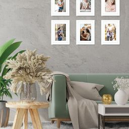 RANDOM Set Of 6 White Solid Rectangle Photo Frames image 1