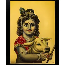 Hawai Black & Red Lord Krishna Religious Wooden Wall Photo Frame-picture-6