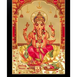 Hawai Black & Red Lord Ganesh Ganpati Religious Wooden Wall Photo Frame-picture-8
