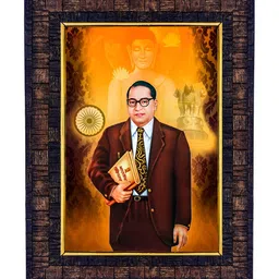 Hawai Black & Brown Bhimrao Ramji Ambedkar" Print With Wooden Wall Photo Frame-image-99