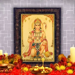 Hawai Black & Yellow Hanuman Ashirwad Gold Plated Wooden Wall Photo Frames-image-77
