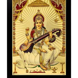 Hawai Black & Red Saraswati Religious Wooden Wall Photo Frame-image-47