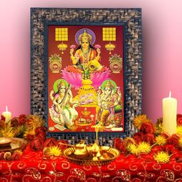 Hawai Black & Yellow Gold Plated Ganesh Laxmi Saraswati Wooden Wall Photo Frame-picture-5