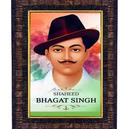 Hawai Black & Brown Bhagat Singh Print With Wooden Wall Photo Frame-image-98