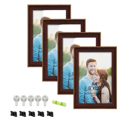 Art Street Brown 4-Pieces Wooden Wall Photo Frames-image-53