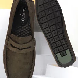FAUSTO Men Lightweight Suede Penny Loafers-image-20