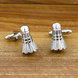 ZIVOM Silver-Toned Quirky Textured Shuttlecock Badminton Silver Formal Cufflinks-picture-12