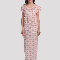 CIERGE Orange Printed Maxi Nightdress-picture-32